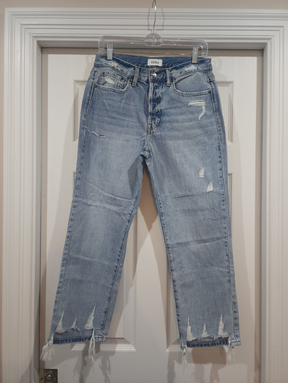 Pistola Light Blue Distressed Straight Jeans - Women